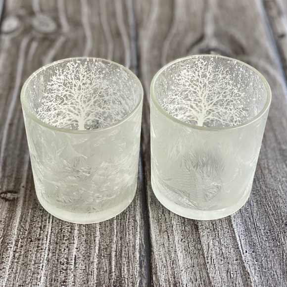Winter White Christmas Frosted Votive Holders Set - Picture 2 of 3